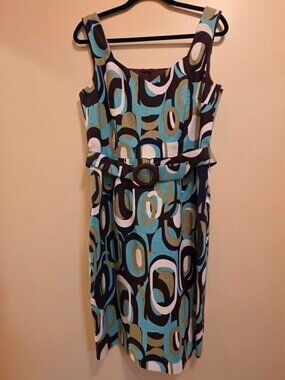 David Meister Colorful Dress with Matching Belt 12